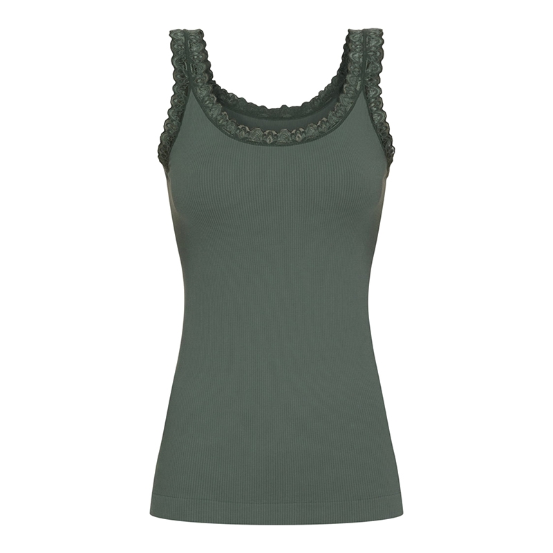 Tim & Simonsen - Frida rib top m/blonde Olive