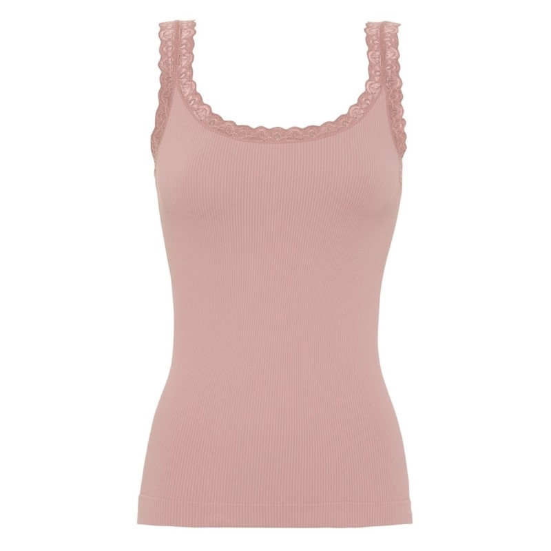 Tim & Simonsen - Frida rib top m/blonde - Antik rosa